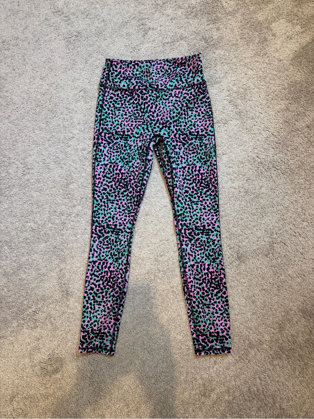 Fabletics Purple & Teal Leopard Print High-Rise Leggings